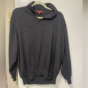 Nordstrom Dark Gray Quarter Button 100% Merino Wool Neck Sweater punk thrashed